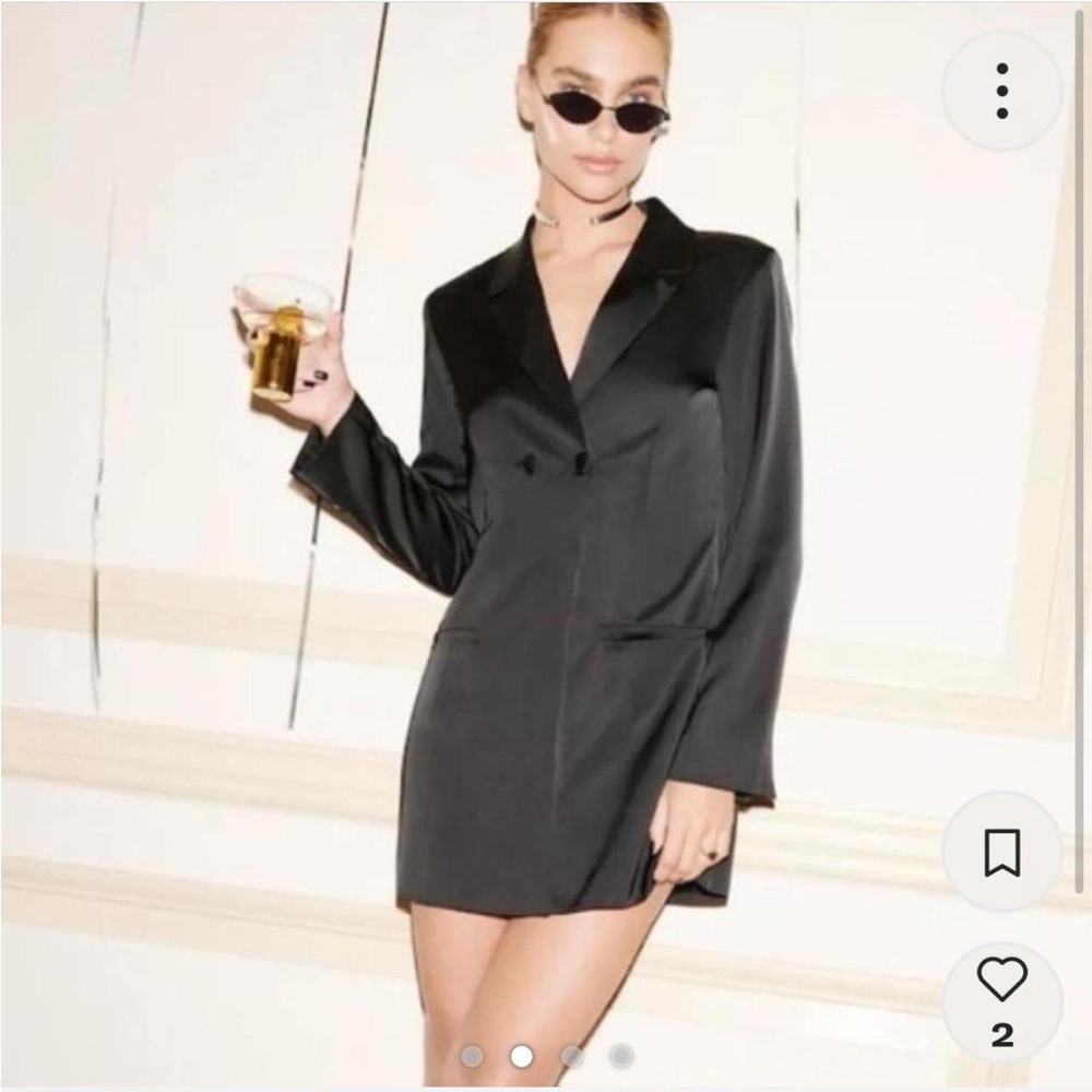 Abercrombie Blazer Dress Womens XS Black Satin Career Business Workwear LBD Chic